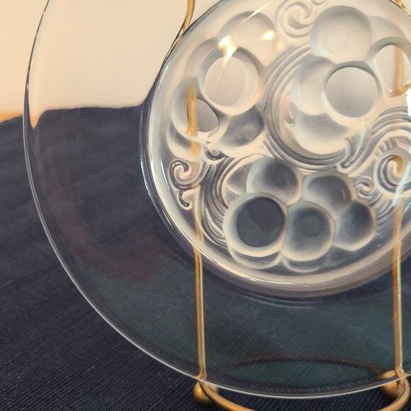 Cristal Lalique Marienthal French Art Crystal Grape Motif Standard Plate 17 cm - Picture 5 of 14